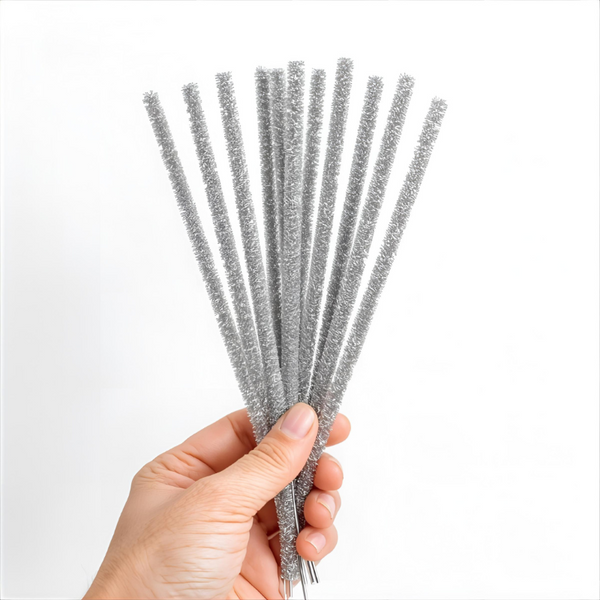 Pipe Cleaners Tinsel Silver 6mm 20's