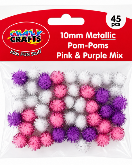 Pom Pom Chenille 10mm 45's Pink Purple & White