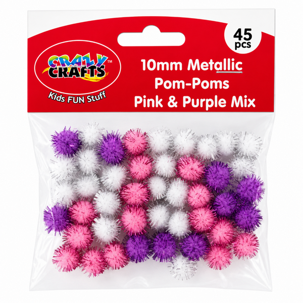 Pom Pom Chenille 10mm 45's Pink Purple & White