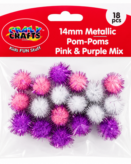 Pom Pom Chenille 14mm 18's Pink Purple & White
