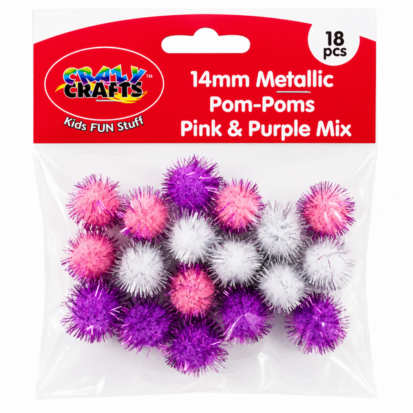 Pom Pom Chenille 14mm 18's Pink Purple & White
