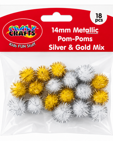 Pom Pom Chenille 14mm 18's Silver & Gold
