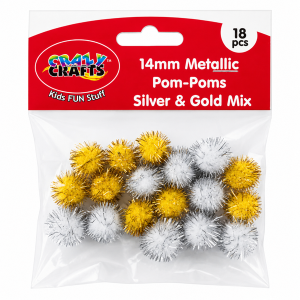 Pom Pom Chenille 14mm 18's Silver & Gold