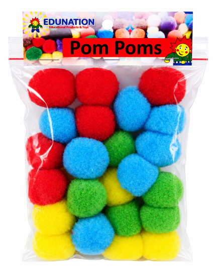 Pom Poms 30mm 25's Assorted Colours