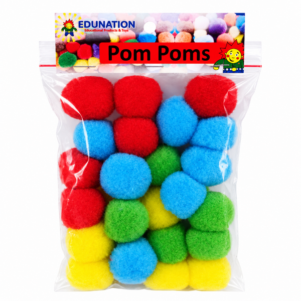 Pom Poms 30mm 25's Assorted Colours