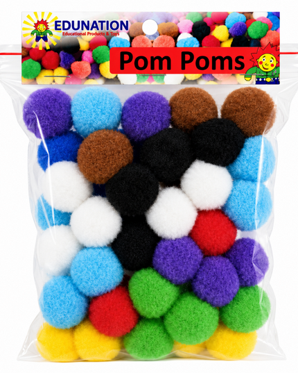 Pom Poms 30mm 50's Assorted Colours