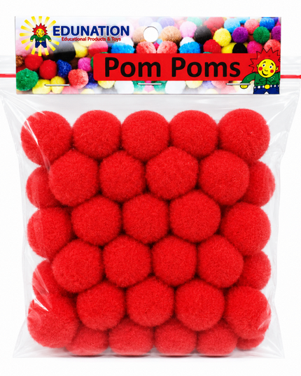 Pom Poms 30mm 50's Red