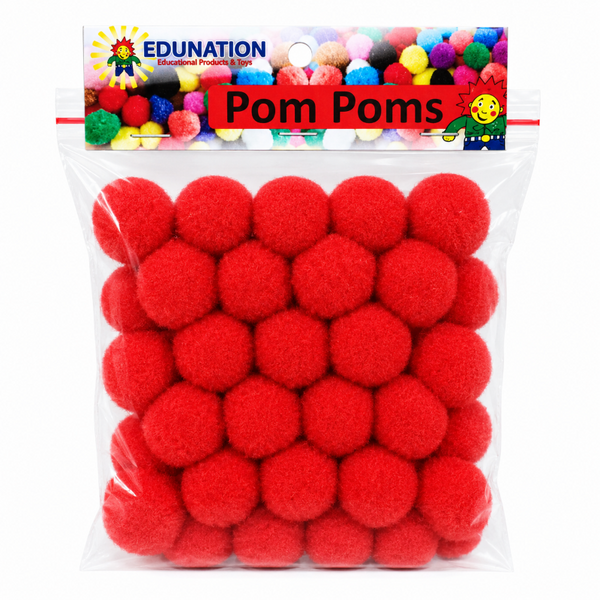 Pom Poms 30mm 50's Red