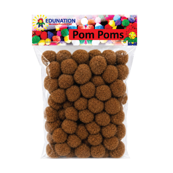 Pom Poms 20mm 100's Brown 2