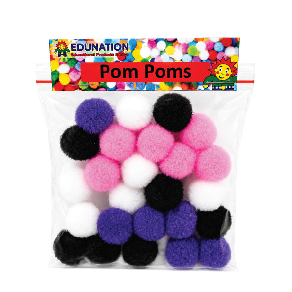 Pom Poms 20mm 25's Assorted Colours 1