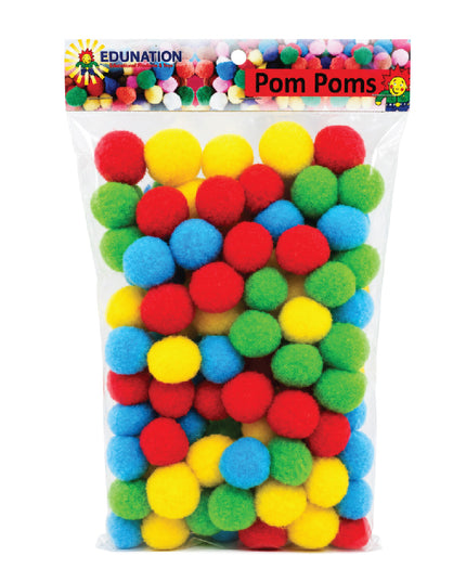 Pom Poms 30mm 100's Assorted Colours 2
