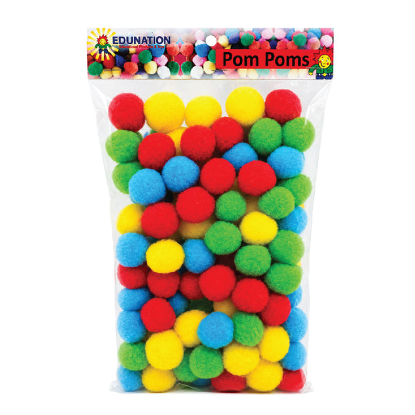 Pom Poms 30mm 100's Assorted Colours 2