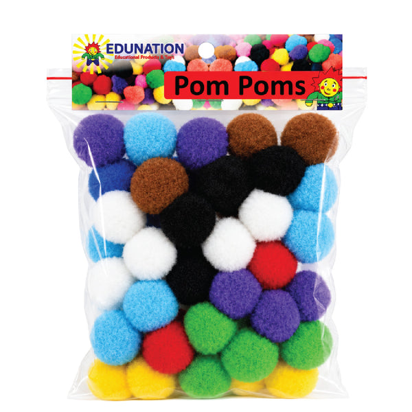 Pom Poms 30mm 50's Assorted Colours 1