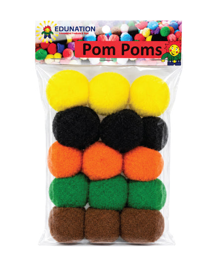 Pom Poms 40mm 15's Assorted Colours 2