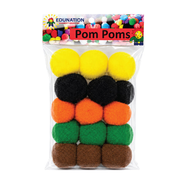 Pom Poms 40mm 15's Assorted Colours 2