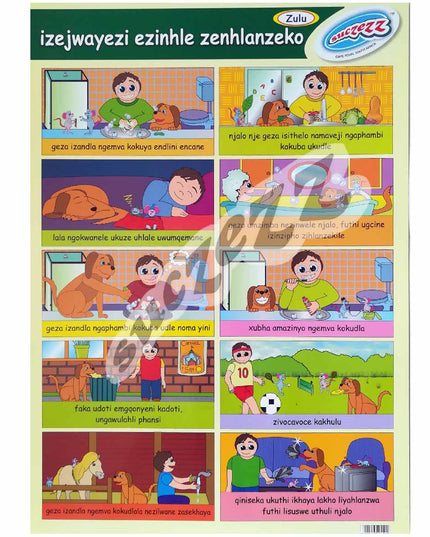Poster - Izejwayezi Ezinhle Zenhlanzeko (Good Hygiene Habits) - Zulu