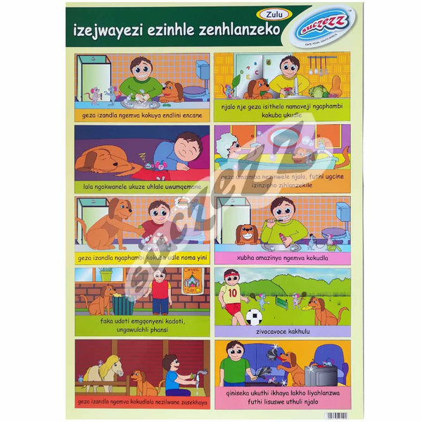 Poster - Izejwayezi Ezinhle Zenhlanzeko (Good Hygiene Habits) - Zulu