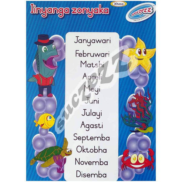 Poster - Iinyanga Zonyaka (Months of the year) - Xhosa