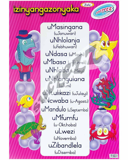 Poster - Izinyangazononyaka (Months of the year) - Zulu