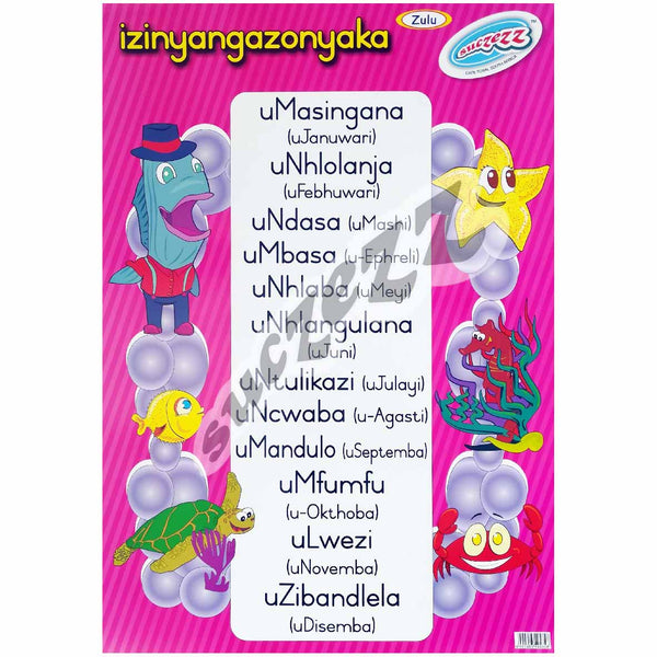 Poster - Izinyangazononyaka (Months of the year) - Zulu