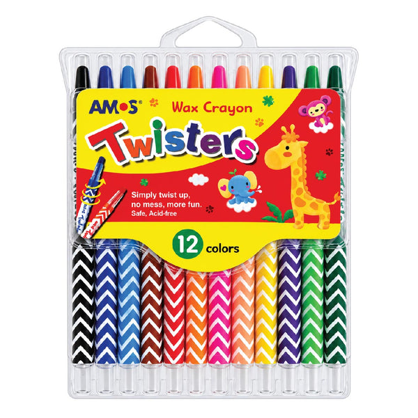 Retractable Wax Crayons 12's - Amos 6