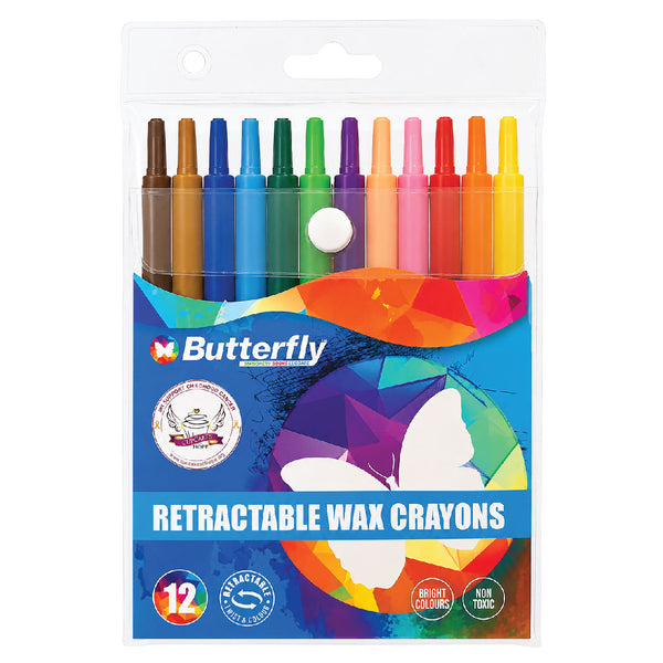 Retractable Wax Crayons 12's - Butterfly 2