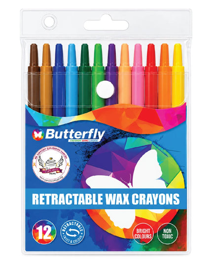 Retractable Wax Crayons 12's - Butterfly 6
