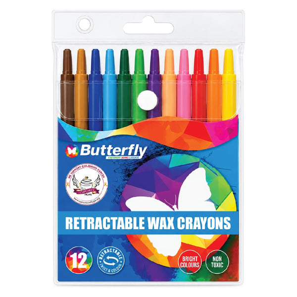 Retractable Wax Crayons 12's - Butterfly 6