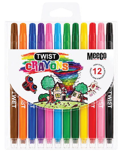 Retractable Wax Crayons 12's - Meeco 2
