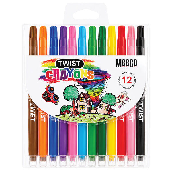 Retractable Wax Crayons 12's - Meeco 2
