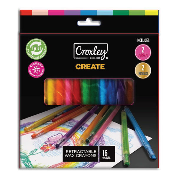Retractable Wax Crayons 16's - Croxley 1