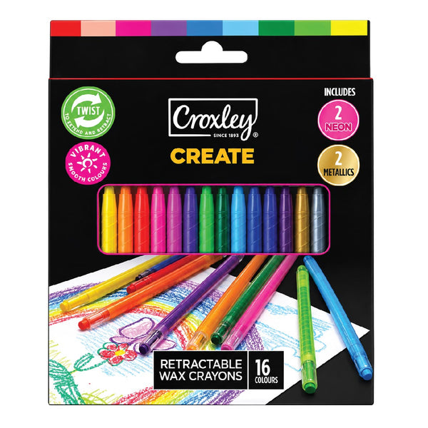 Retractable Wax Crayons 16's - Croxley 6