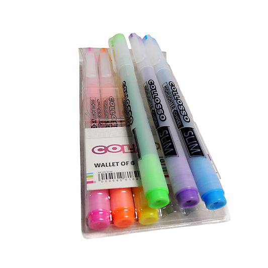 Slim Highlighters Chisel Tip Wallet of 6