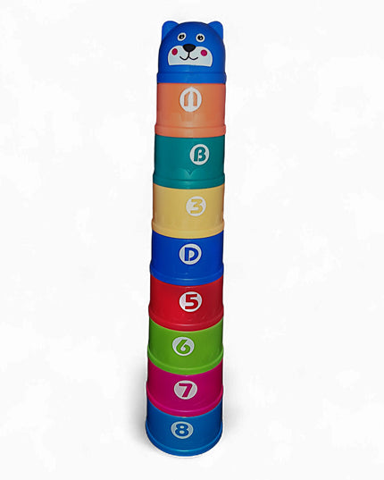 Stacking Cups 9's Assorted colours Stacked 2