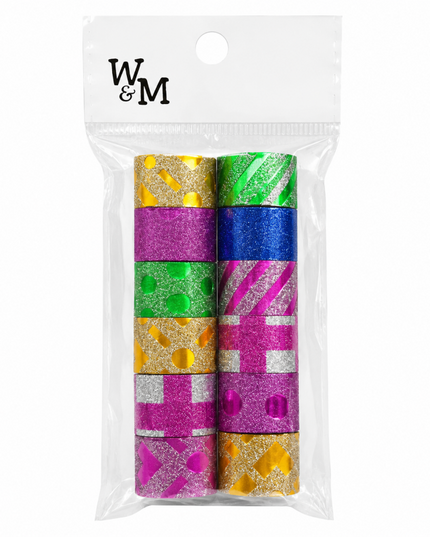 Stick Tape Printed Metallic 10mm x 80cm 12 Piece