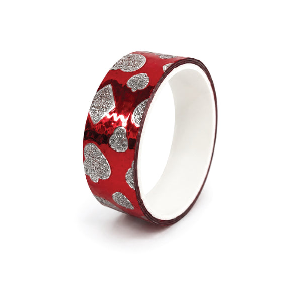 Stick Tape PRINTED - METALLIC 15mm x 3m Red 1