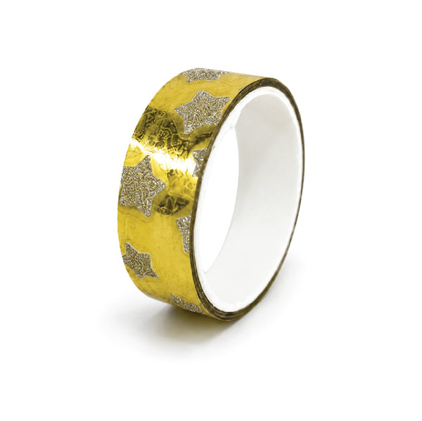 Stick Tape PRINTED - METALLIC 15mm x 3m Yellow 1
