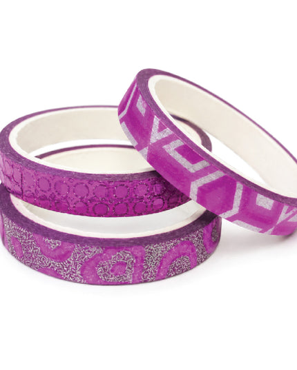 Stick Tape PRINTED - METALLIC 7mm x 5m Roll-Pink - code 14871-P 1