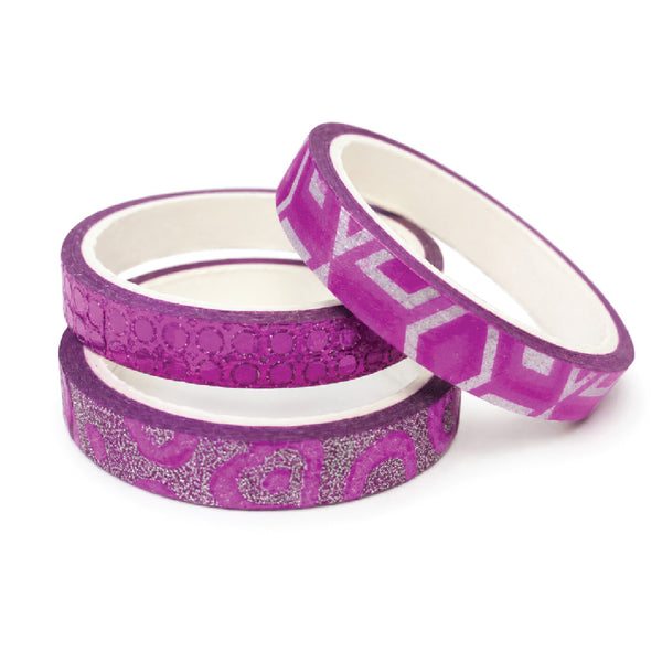 Stick Tape PRINTED - METALLIC 7mm x 5m Roll-Pink - code 14871-P 1