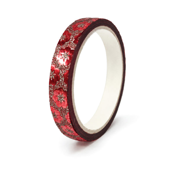 Stick Tape PRINTED - METALLIC 7mm x 5m Roll-Red 1