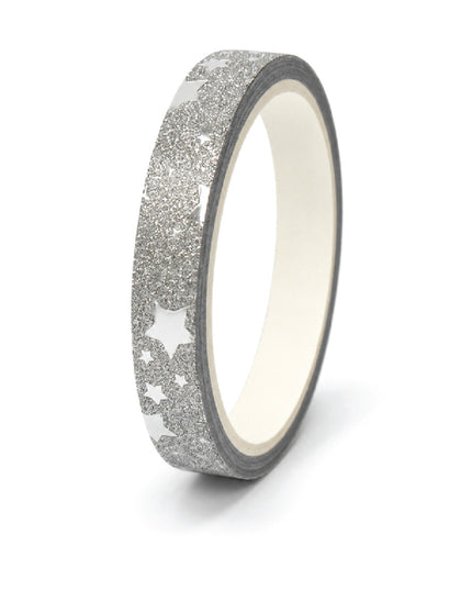 Stick Tape PRINTED - METALLIC 7mm x 5m Roll-Silver 1