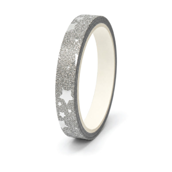 Stick Tape PRINTED - METALLIC 7mm x 5m Roll-Silver 1