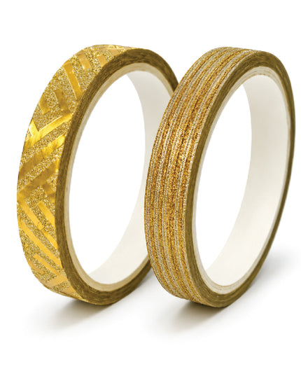 Stick Tape PRINTED - METALLIC Assorted Designs 7mm x 5m Roll-Gold 1