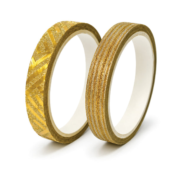 Stick Tape PRINTED - METALLIC Assorted Designs 7mm x 5m Roll-Gold 1