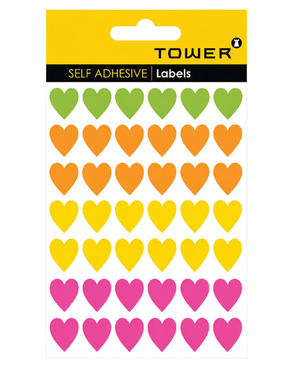 Stickers - Hearts - Mixed  Fluorescent Colours - 160's 2