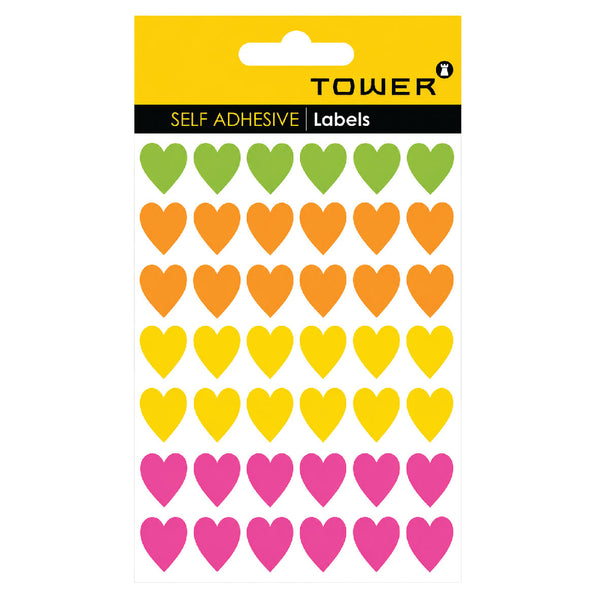 Stickers - Hearts - Mixed  Fluorescent Colours - 160's 2