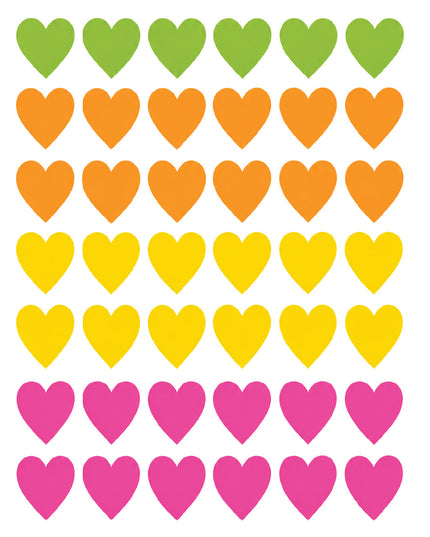 Stickers - Hearts - Mixed  Fluorescent Colours - 160's 4
