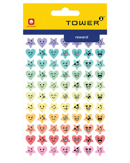 Stickers - Tower Glitter Stars Hearts With Faces Metallic 1