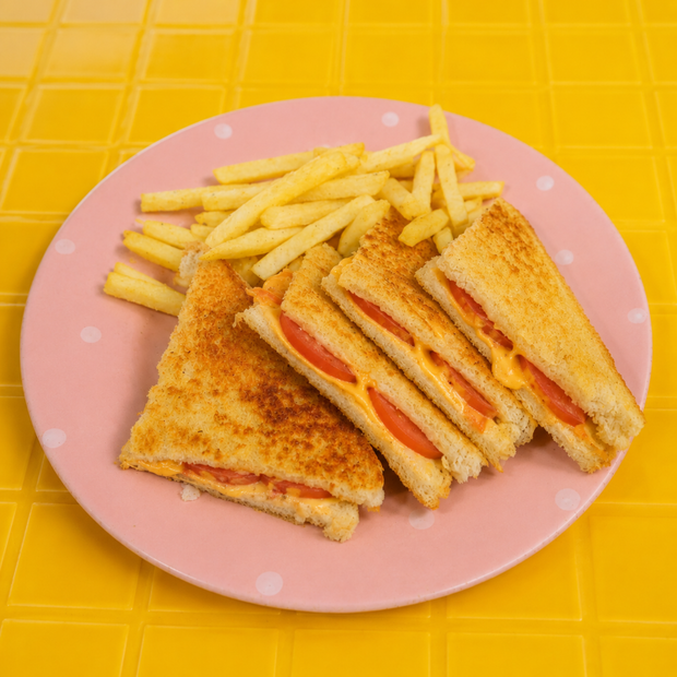 Toasted_Cheese_Tomato_Sandwich_on_pink_plate