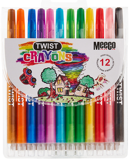 Twist Retractable Crayons 12's - Meeco